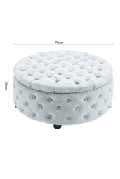 Living and Home Tufted Round Cocktail Footstool in Grey - thumbnail 6