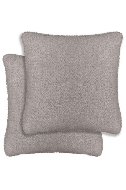 Enhanced Living Pair of Royale Soft Textured Double Sided Zip Opening Piped Edge Boucle Cushion Covers - 43x43cm - Cases Only - Size: 43 cm x 43 cm - image 1