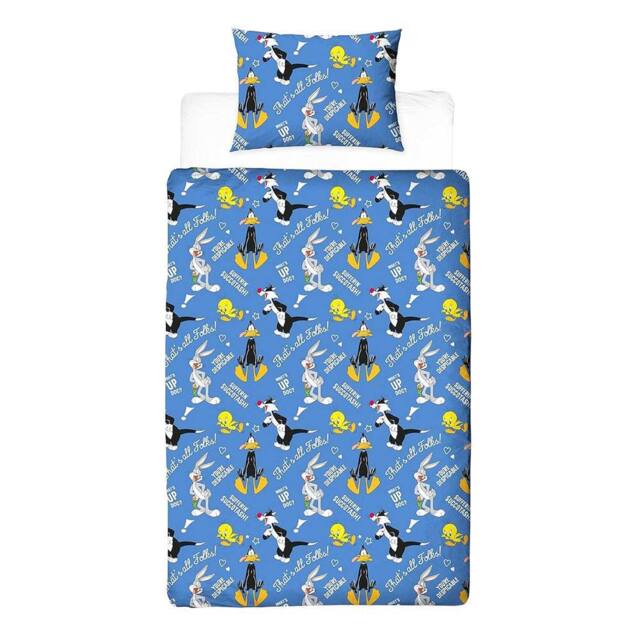 Looney Tunes Thats´s All Folks Reversible Duvet Set in Blue - Size: Single - image 1