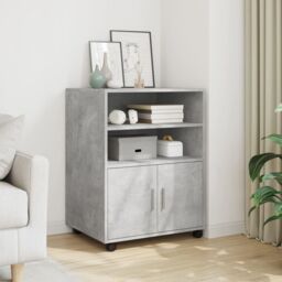 Berkfield Home Rolling Cabinet Concrete Grey 60x48x81 cm Engineered Wood - Size: 60 x 48 x 81 cm - thumbnail 1
