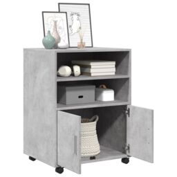 Berkfield Home Rolling Cabinet Concrete Grey 60x48x81 cm Engineered Wood - Size: 60 x 48 x 81 cm - thumbnail 3