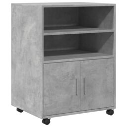 Berkfield Home Rolling Cabinet Concrete Grey 60x48x81 cm Engineered Wood - Size: 60 x 48 x 81 cm - thumbnail 2