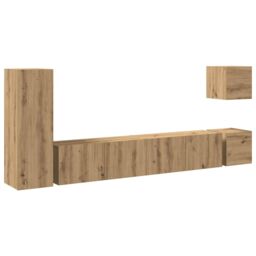 Berkfield Home 5 Piece TV Cabinet Set Wall-mounted Artisan Oak Engineered Wood - thumbnail 2