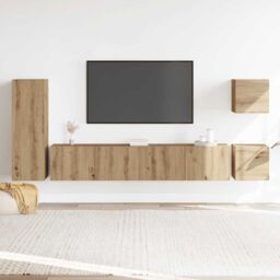 Berkfield Home 5 Piece TV Cabinet Set Wall-mounted Artisan Oak Engineered Wood - thumbnail 3