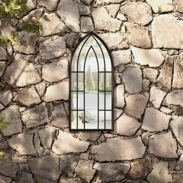 Berkfield Home Garden Mirror Black 70x30 cm Iron for Outdoor Use - image 1