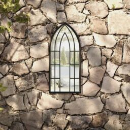 Berkfield Home Garden Mirror Black 70x30 cm Iron for Outdoor Use - thumbnail 1