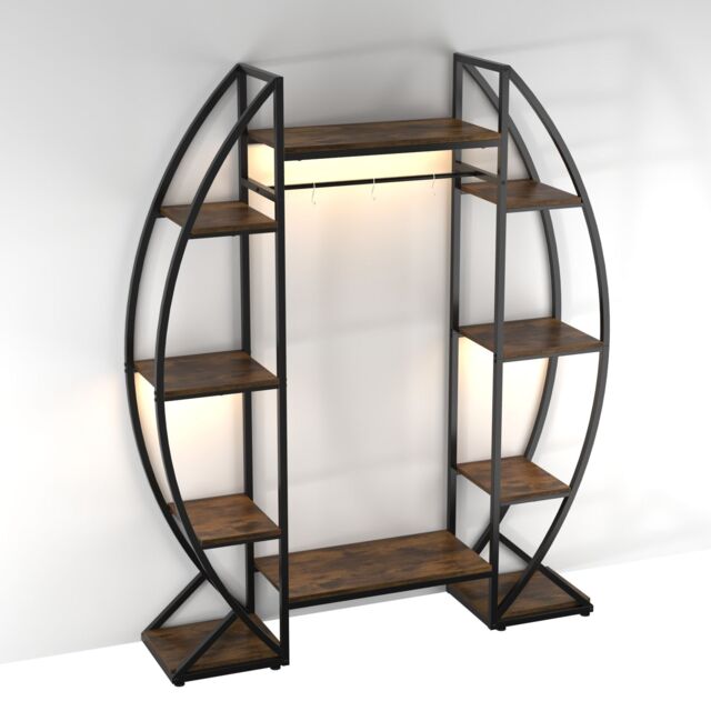 Gymax Indoor Plant Stand With Grow Lights 10-Tier Corner Metal Plant Shelf in Brown
