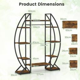 Gymax Indoor Plant Stand With Grow Lights 10-Tier Corner Metal Plant Shelf in Brown - thumbnail 2