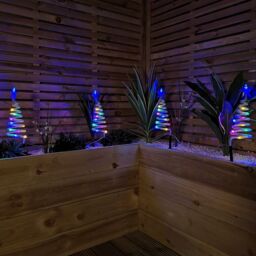Samuel Alexander Set of 4 Battery Operated LED Multi Coloured Spiral Tree Path Lights Christmas Decoration with Timer - thumbnail 3
