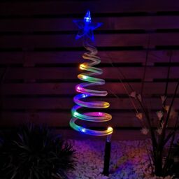 Samuel Alexander Set of 4 Battery Operated LED Multi Coloured Spiral Tree Path Lights Christmas Decoration with Timer - thumbnail 5