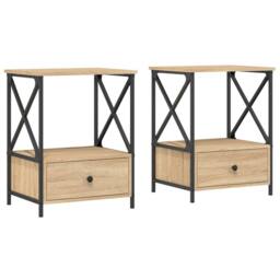 Berkfield Home Durable Bedside Tables 2 pcs Sonoma Oak 50x41x65 cm Engineered Wood in Light Tan - Size: 50 x 41 x 65 cm - thumbnail 3