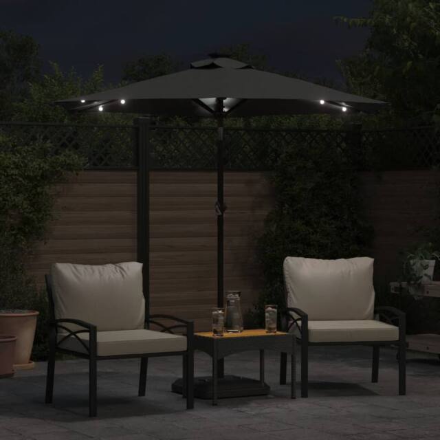 Berkfield Home Comfortable Garden Parasol with LEDs & Steel Pole Anthracite 22 in Dark Grey - image 1