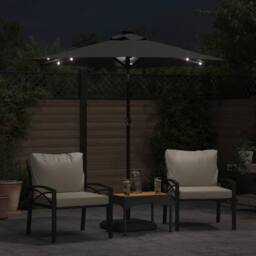 Berkfield Home Comfortable Garden Parasol with LEDs & Steel Pole Anthracite 22 in Dark Grey - thumbnail 1