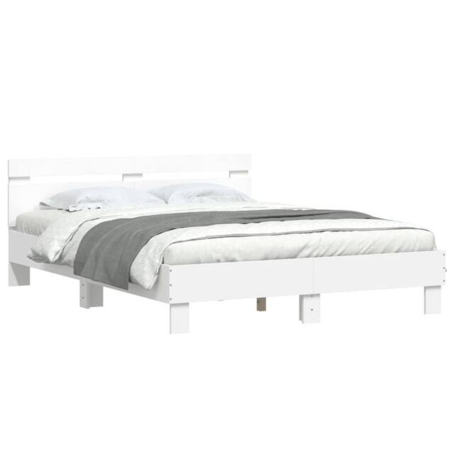 Berkfield Home Durable Bed Frame with LED without Mattress White 150x200 cm King Size - image 1