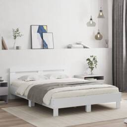 Berkfield Home Durable Bed Frame with LED without Mattress White 150x200 cm King Size - thumbnail 2