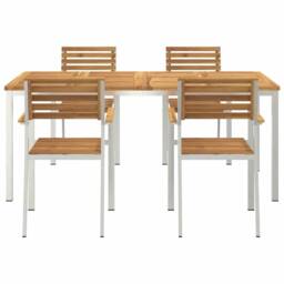 Berkfield Home Modern 5 Piece Garden Dining Set Solid Wood Acacia in Brown - thumbnail 7