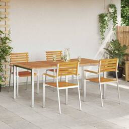 Berkfield Home Modern 5 Piece Garden Dining Set Solid Wood Acacia in Brown - thumbnail 4