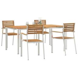 Berkfield Home Modern 5 Piece Garden Dining Set Solid Wood Acacia in Brown - thumbnail 1