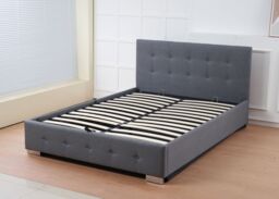 Outdoor Living Oslo Grey Linen Tufted Ottoman Bed Frame - Size: King - thumbnail 1