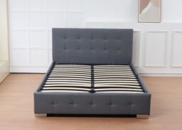 Outdoor Living Oslo Grey Linen Tufted Ottoman Bed Frame - Size: King - thumbnail 2