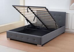 Outdoor Living Oslo Grey Linen Tufted Ottoman Bed Frame - Size: King - thumbnail 3