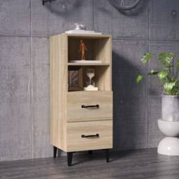 Berkfield Home Sideboard Sonoma Oak 34.5x34x90 cm Engineered Wood in Brown - thumbnail 2