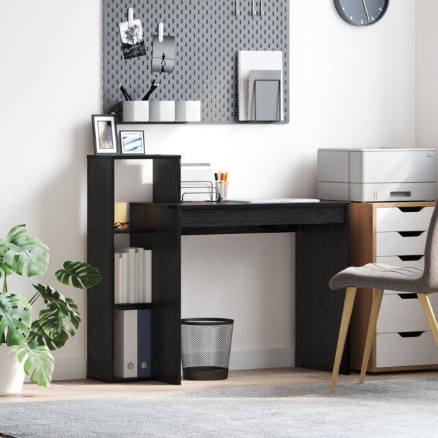 Berkfield Home Computer Desk Black oak Engineered wood, Black oak veneer Compact - image 1