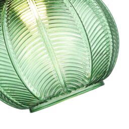 Happy Homewares Designer Ribbed Leaf Themed Glass Pendant Lighting Shade in Dark Green - thumbnail 4