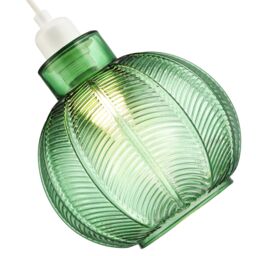 Happy Homewares Designer Ribbed Leaf Themed Glass Pendant Lighting Shade in Dark Green - thumbnail 3