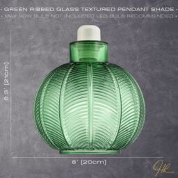 Happy Homewares Designer Ribbed Leaf Themed Glass Pendant Lighting Shade in Dark Green - thumbnail 6