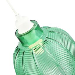 Happy Homewares Designer Ribbed Leaf Themed Glass Pendant Lighting Shade in Dark Green - thumbnail 8