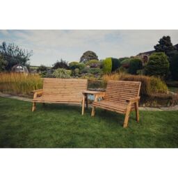Churnet Valley Garden Furniture Ltd Valley 5 Seat Set 1X2B 1X3B Angled Tray - Timber - Fully Assembled in Brown - thumbnail 1