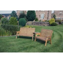 Churnet Valley Garden Furniture Ltd Valley 5 Seat Set 1X2B 1X3B Angled Tray - Timber - Fully Assembled in Brown - thumbnail 6
