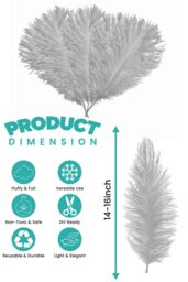 Neel Blue 10pcs Ostrich Plume, Natural Feather, 35cm - 40cm in Silver - thumbnail 2