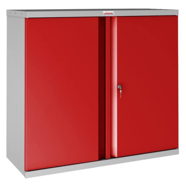 Phoenix Safe Company Steel Storage Cupboard in Red with Key Lock, SCL0891GRK - Size: 800mm - image 1