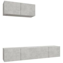 Berkfield Home 3 Piece TV Cabinet Set Concrete Grey Engineered Wood - thumbnail 2