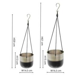 Ivyline Oscar Two Tone Silver Metal Hanging Planter Set of 2 - thumbnail 2