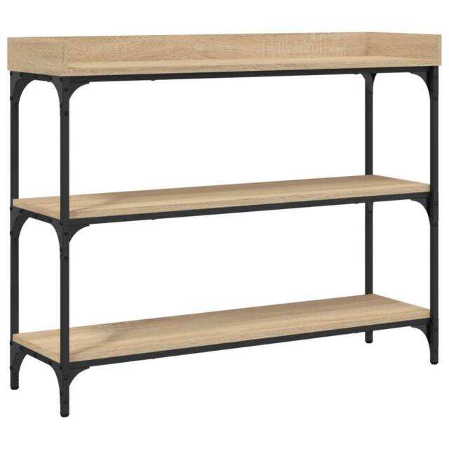 Berkfield Home Console Table with Shelves Sonoma Oak 100x30x80 cm in Light Oak - Size: 100 x 30 x 80 cm - image 1