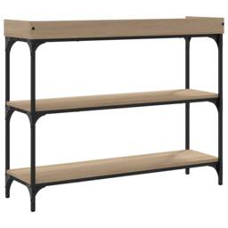 Berkfield Home Console Table with Shelves Sonoma Oak 100x30x80 cm in Light Oak - Size: 100 x 30 x 80 cm - thumbnail 6