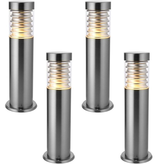 Loops 4 PACK Outdoor IP44 Bollard Light Marine Grade Steel Lamp Post Garden Patio in Metallics - image 1