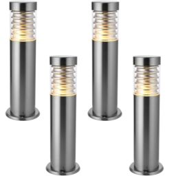 Loops 4 PACK Outdoor IP44 Bollard Light Marine Grade Steel Lamp Post Garden Patio in Metallics - thumbnail 1