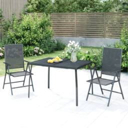 Berkfield Home 3 Piece Garden Dining Set Anthracite Steel in Charcoal - thumbnail 2
