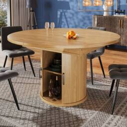 Matteo Extendable Round to Oval Dining Table - 6 Seater - Walnut Grain Finish - thumbnail 5