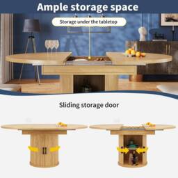 Matteo Extendable Round to Oval Dining Table - 6 Seater - Walnut Grain Finish - thumbnail 9