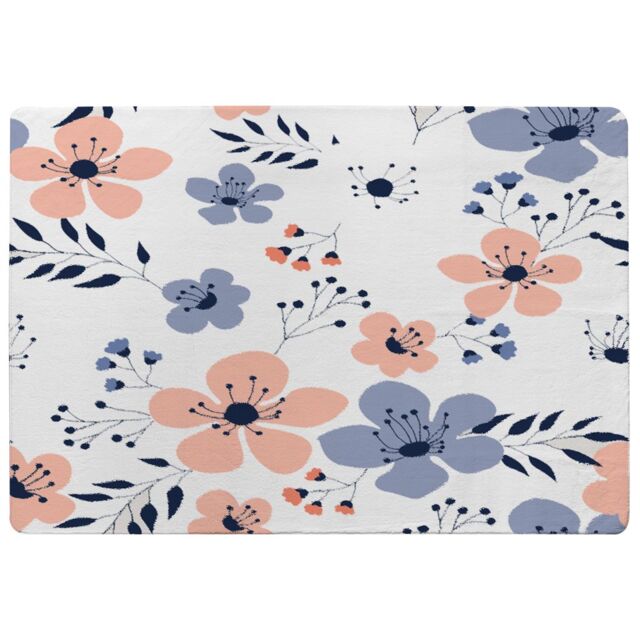 Benjamin Tate Design Pink & Blue Flowers Designer Rug in Natural - Size: Large - image 1