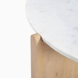 FurnitureboxUK Solia Round White Oak Wood & Marble Coffee Table in Light Brown - thumbnail 5