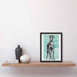 Artery8 Dog Lover Greyhound Pet Portrait Moriz Jung Framed Wall Art Print in Blue - Size: A4 - thumbnail 4