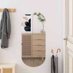 Berkfield Home Wall Mirror 35x80 cm Glass Oval in Silver - thumbnail 2