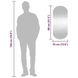 Berkfield Home Wall Mirror 35x80 cm Glass Oval in Silver - thumbnail 7