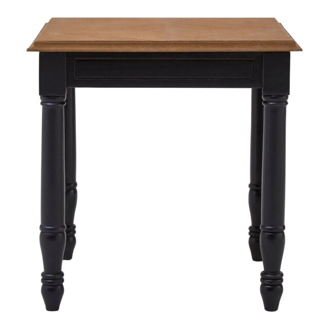 Orsina Black Side Table With Carved Legs, Natural Wood Grain Bedside Table, Round Accent Table, Ideal For Lounges - image 1